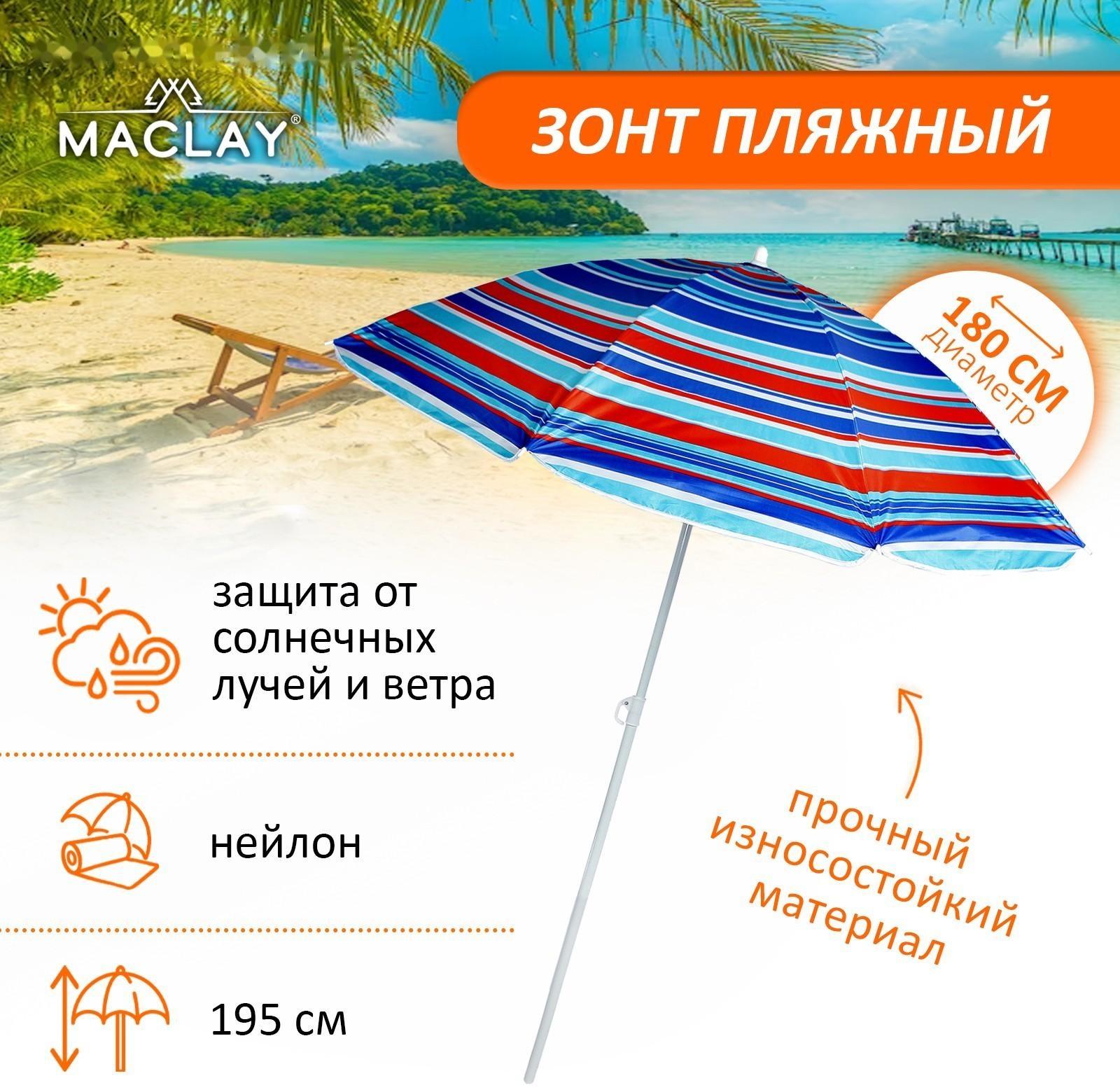 Зонт пляжный «Модерн» с серебряным покрытием, d=180 cм, h=195 см, цвет МИКС