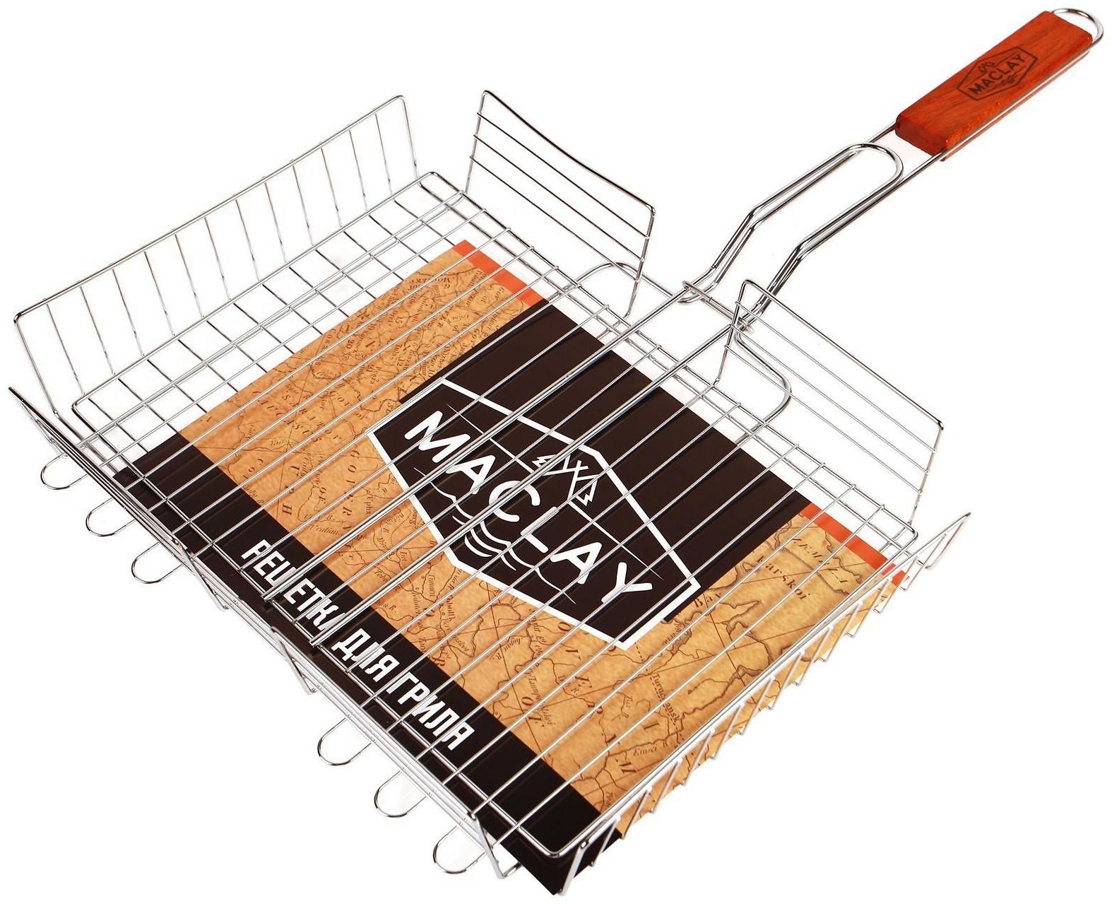 Решётка-гриль для мяса Maclay Lux, хромированная сталь, р. 56 x 35 см, рабочая поверхность 35 x 25 см