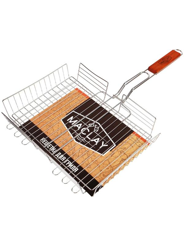 Решётка-гриль для мяса Maclay Lux, хромированная сталь, р. 56 x 35 см, рабочая поверхность 35 x 25 см