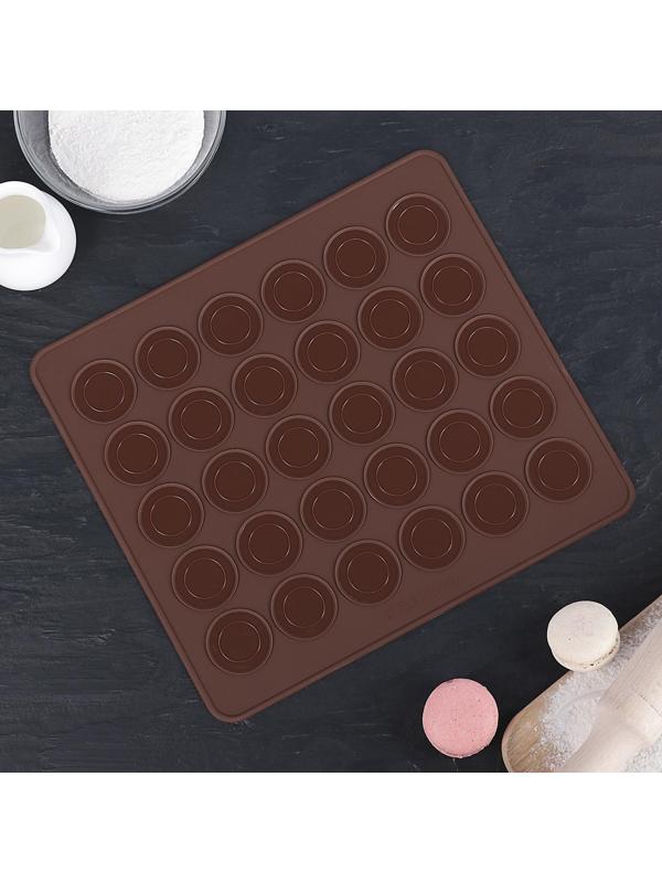 Силиконовый коврик для макаронс Доляна «Ронд», 29×26 см, цвет коричневый