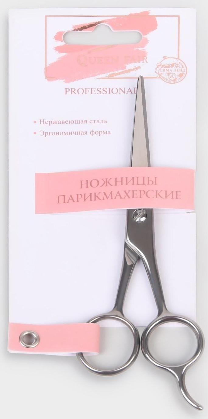 Ножницы парикмахерские с упором, лезвие — 5,5 см, цвет серебристый