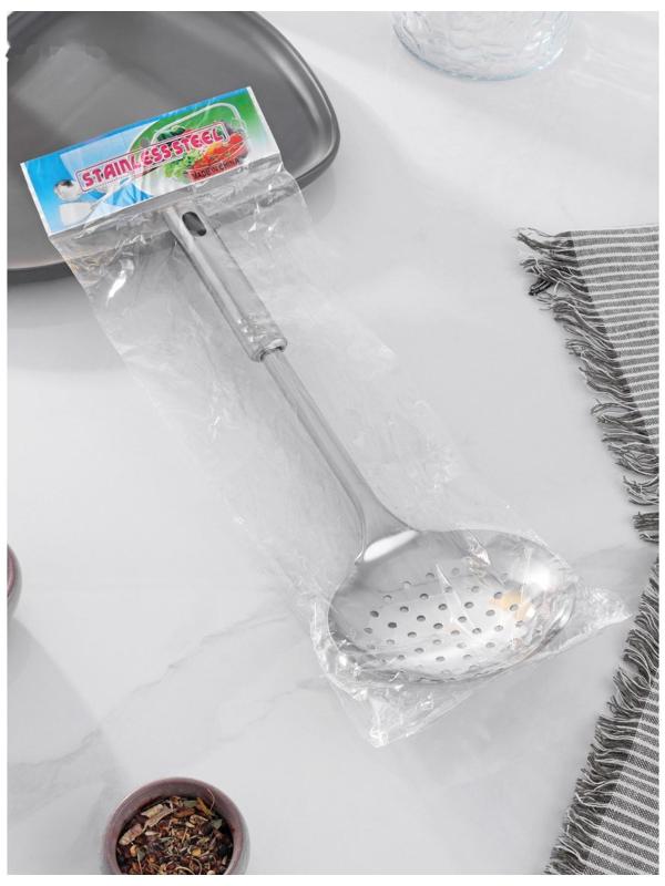 Шумовка из нержавеющей стали Доляна «Стандарт», h=32 см, цвет серебряный