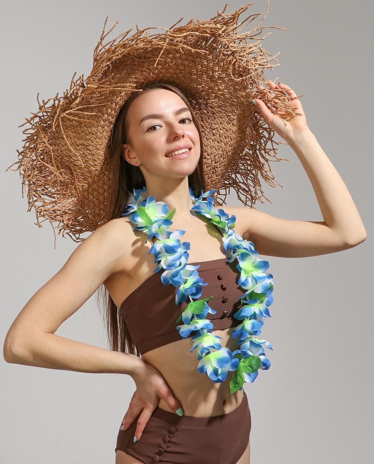 Ожерелье гавайское «Сказка», цвета голубой