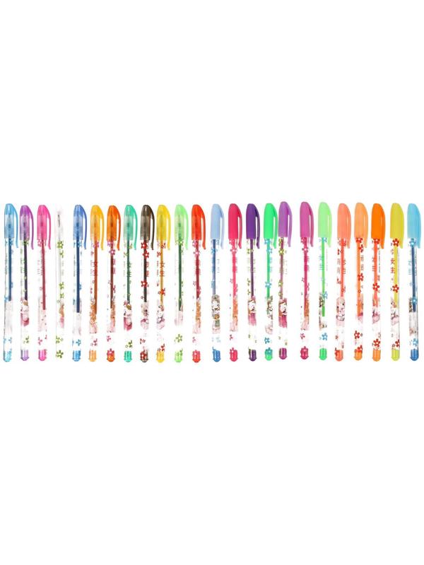 Набор гелевых ручек, 24 цвета, металлик, корпус с рисунком, в блистере на кнопке