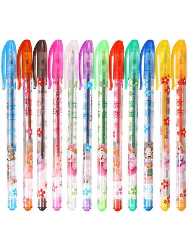 Набор гелевых ручек, 24 цвета, металлик, корпус с рисунком, в блистере на кнопке