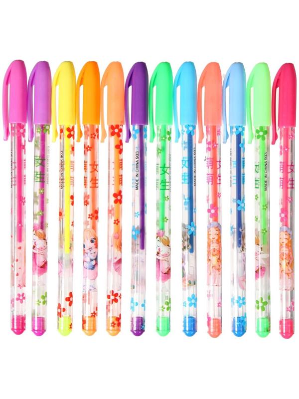 Набор гелевых ручек, 24 цвета, металлик, корпус с рисунком, в блистере на кнопке