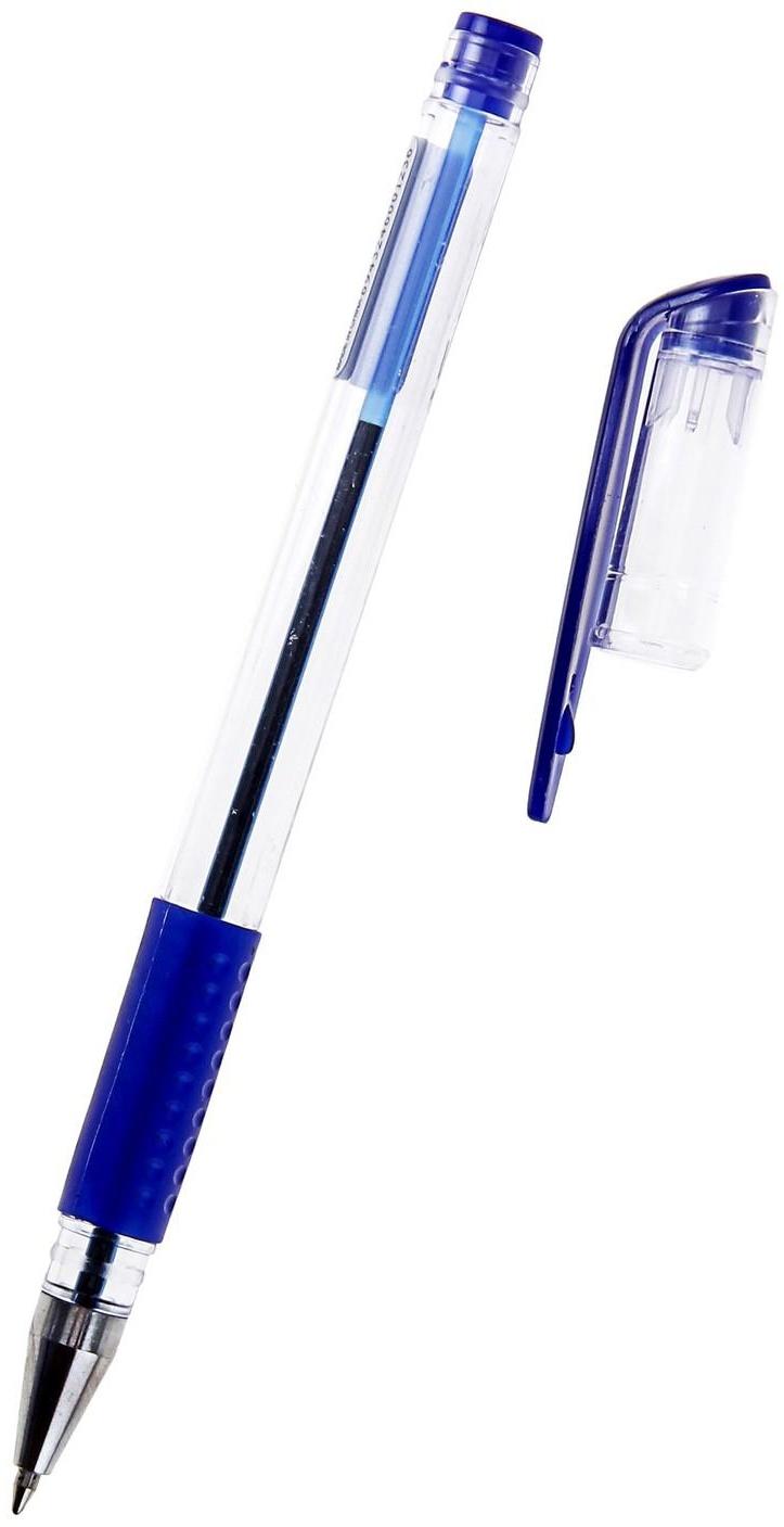 Ручка шариковая 0.5 мм, стержень синий, с резиновым держателем, 50 шт.