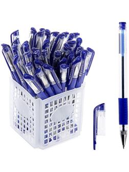 Ручка шариковая 0.5 мм, стержень синий, с резиновым держателем, 50 шт.