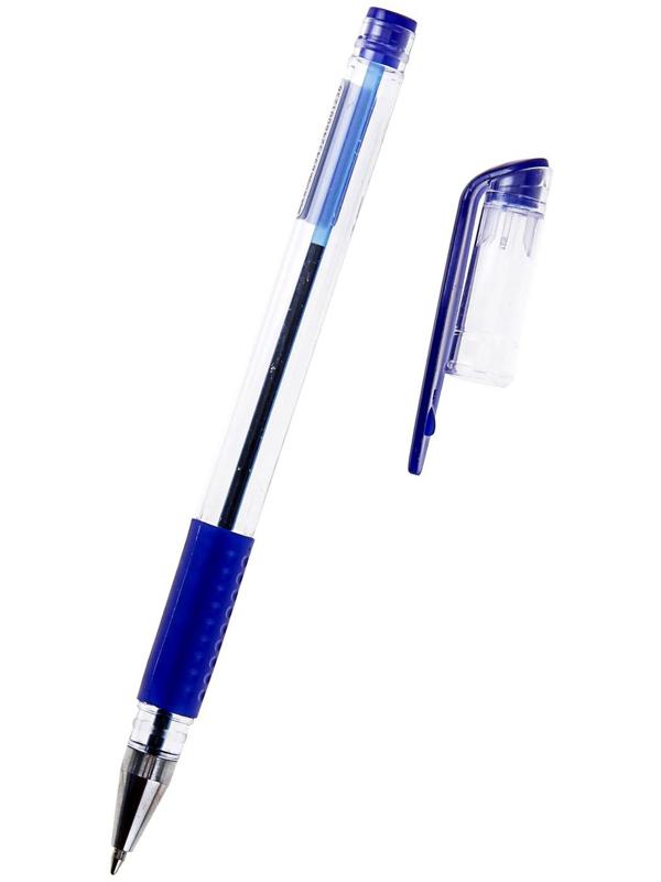 Ручка шариковая 0.5 мм, стержень синий, с резиновым держателем, 50 шт.