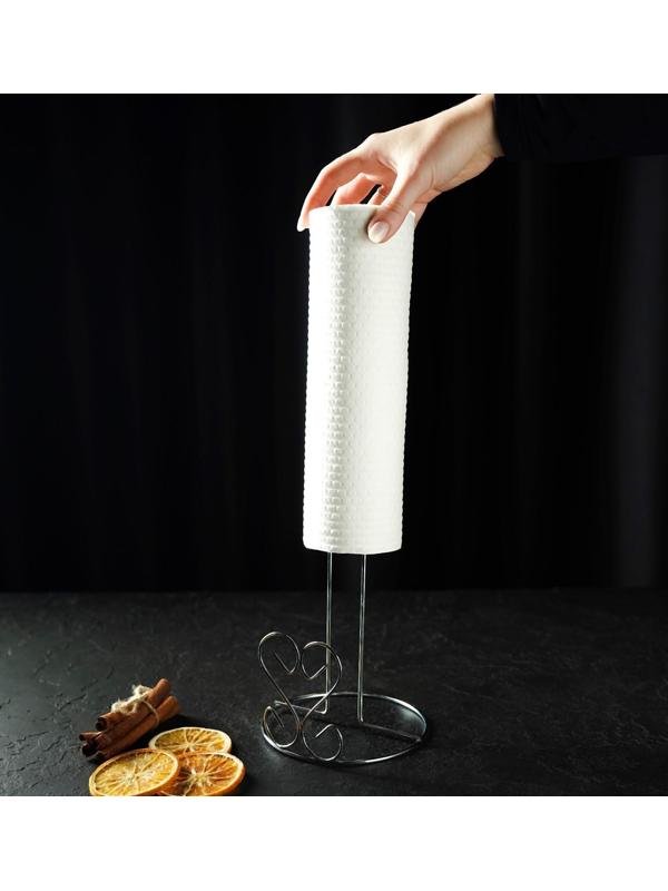 Подставка под бумажные полотенца Доляна «Сердце», 13×13×27 см, цвет хром