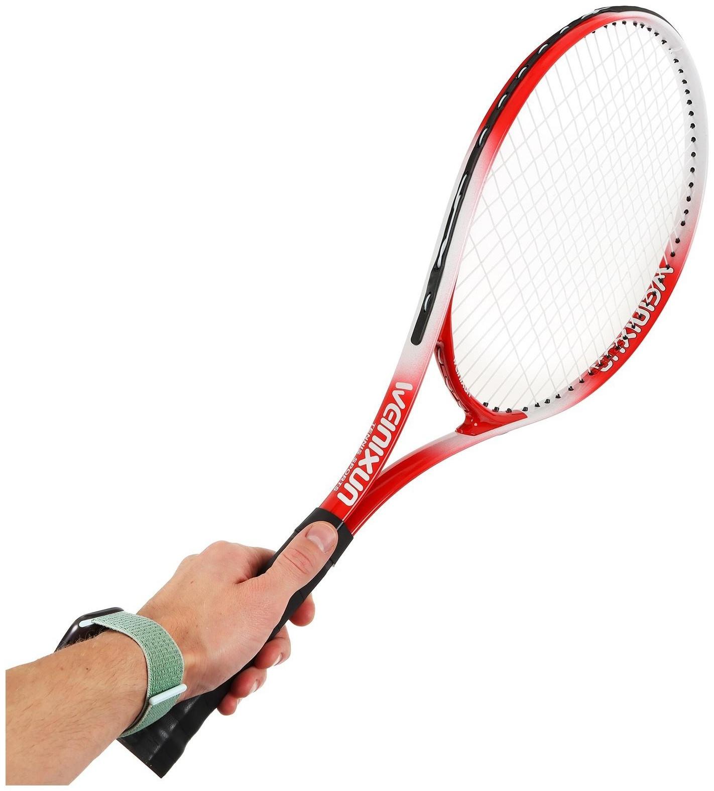 Ракетка для большого тенниса тренировочная, алюминий, 257 г, в чехле, цвет красный