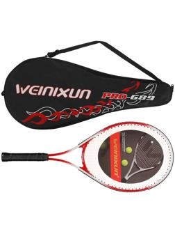 Ракетка для большого тенниса тренировочная, алюминий, 257 г, в чехле, цвет красный