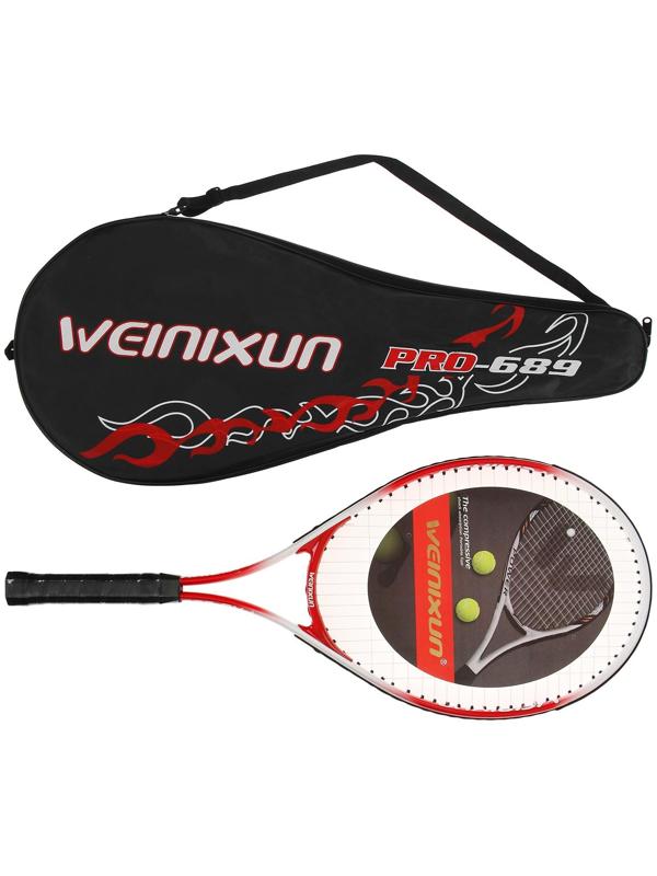 Ракетка для большого тенниса тренировочная, алюминий, 257 г, в чехле, цвет красный