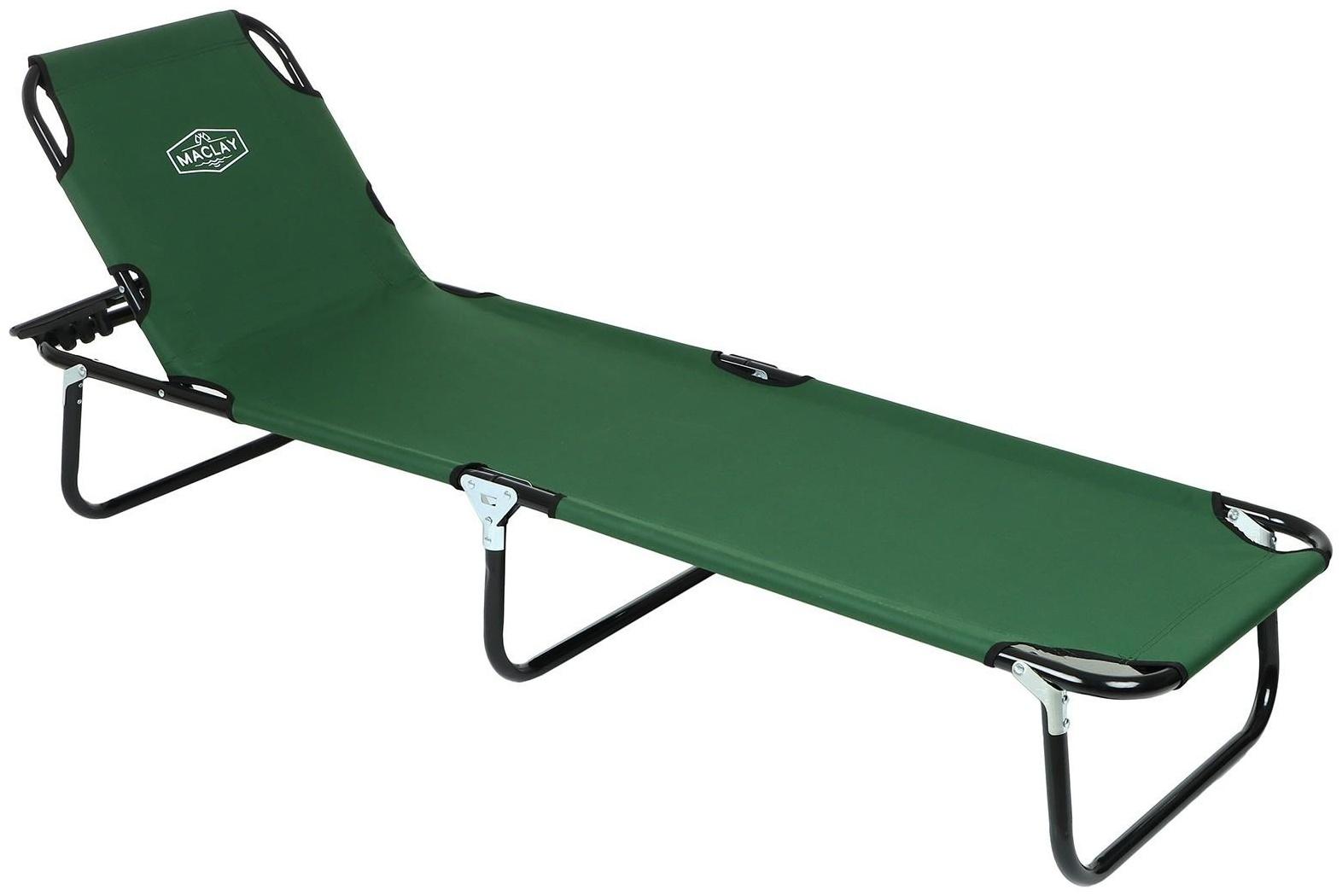 Раскладушка туристическая, с регулируемой спинкой, р. 191 х 55 х 28 см, до 100 кг, цвет зелёный