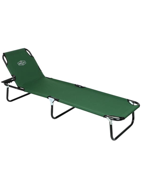 Раскладушка туристическая, с регулируемой спинкой, р. 191 х 55 х 28 см, до 100 кг, цвет зелёный