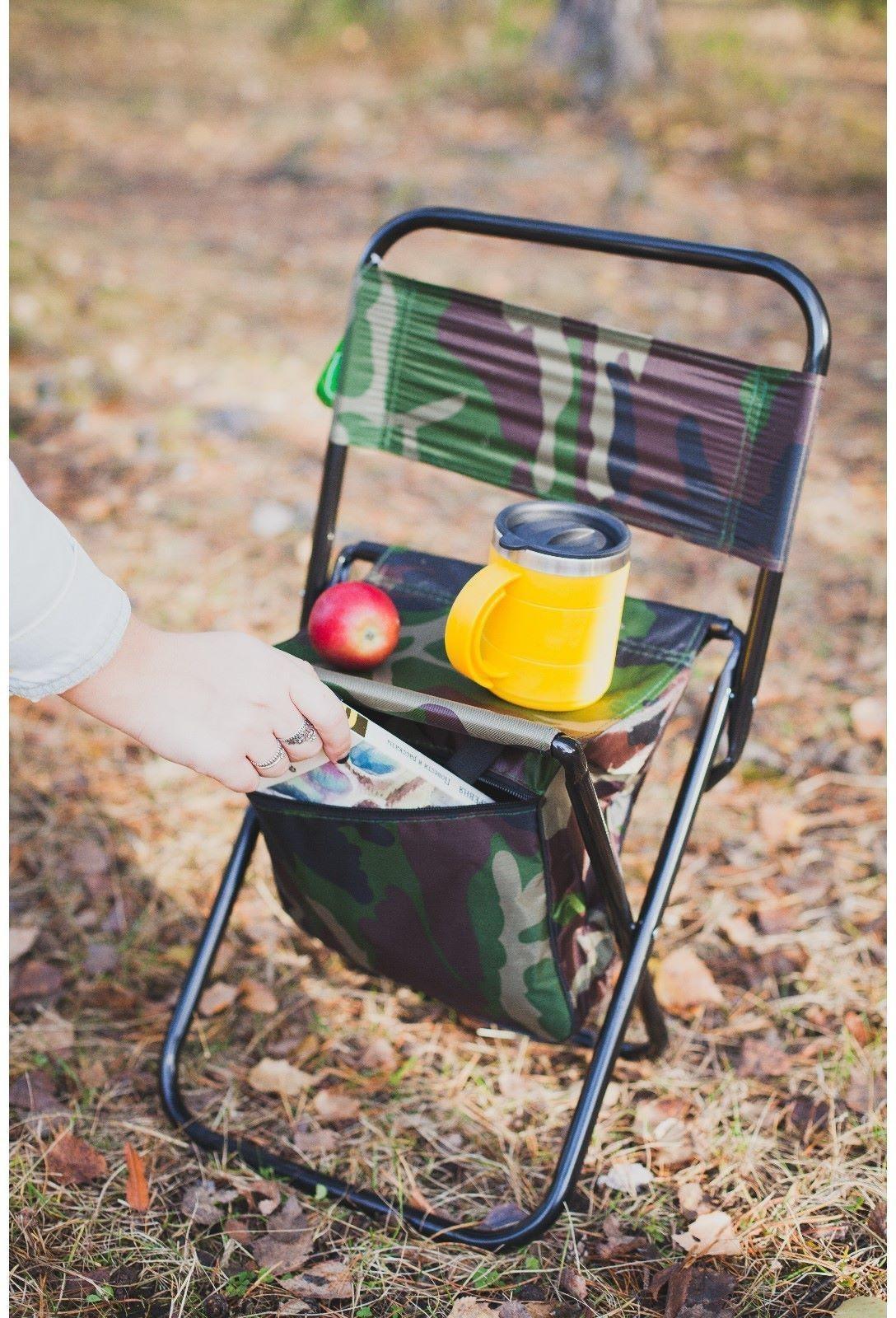 Стул туристический с сумкой, размер 24 х 26 х 60 см, до 60 кг, цвет хаки