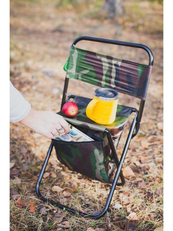 Стул туристический с сумкой, размер 24 х 26 х 60 см, до 60 кг, цвет хаки