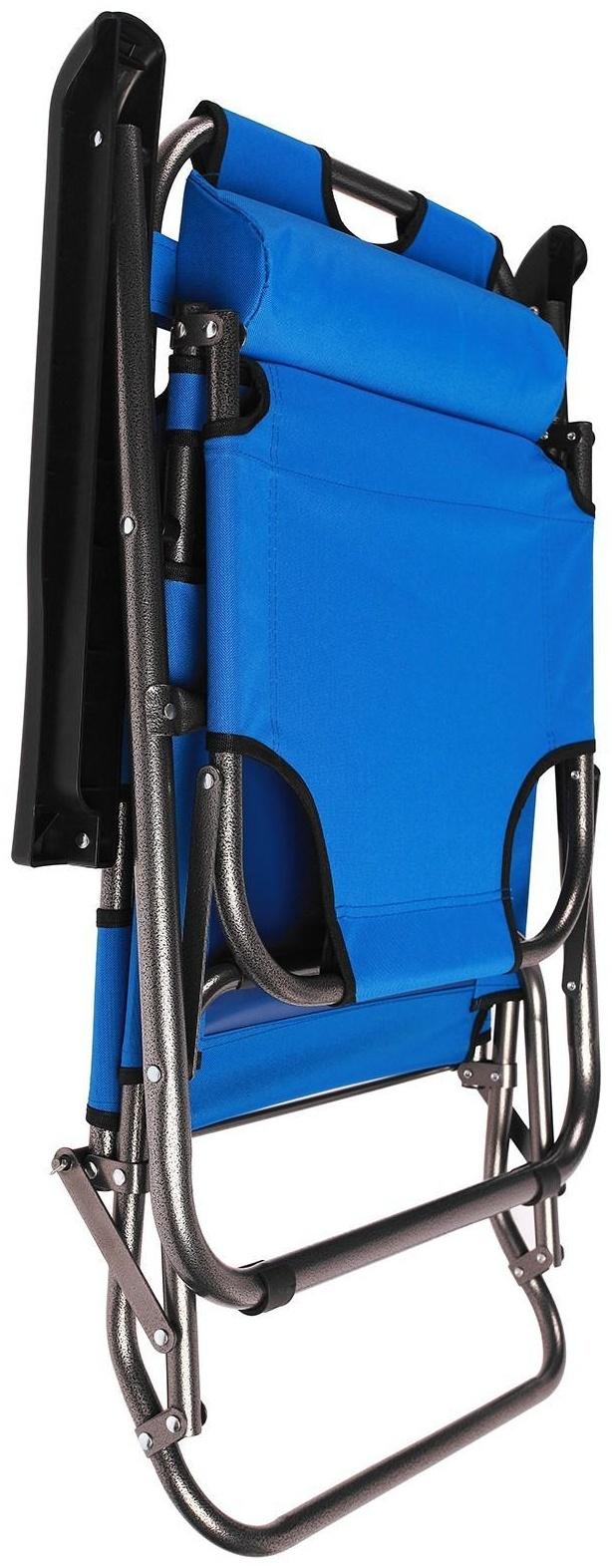 Кресло-шезлонг туристическое, с подголовником, р. 153 х 60 х 79 см, до 100 кг, цвет голубой