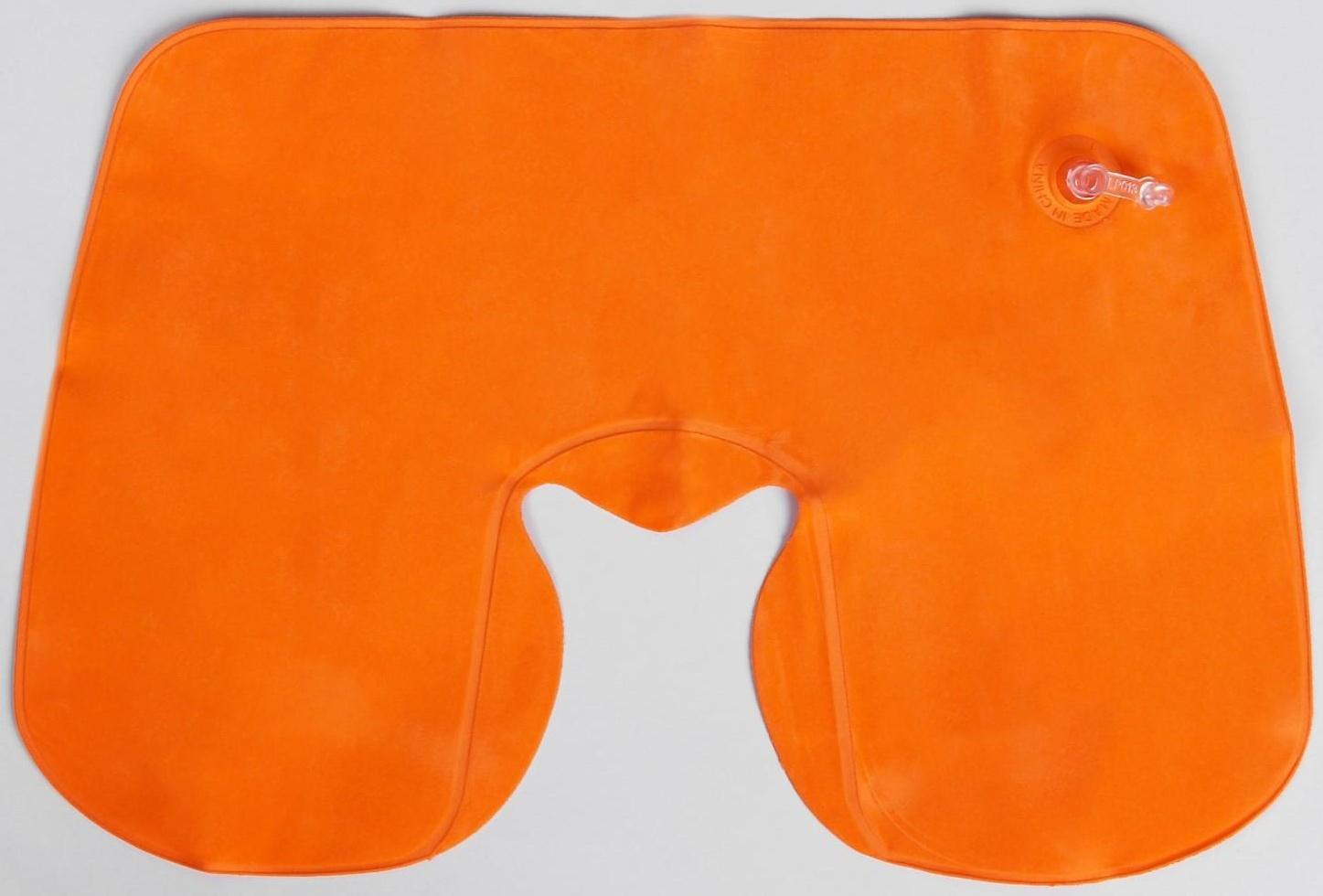 Подушка для шеи дорожная, надувная, 38 × 24 см, цвет оранжевый