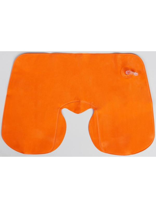 Подушка для шеи дорожная, надувная, 38 × 24 см, цвет оранжевый
