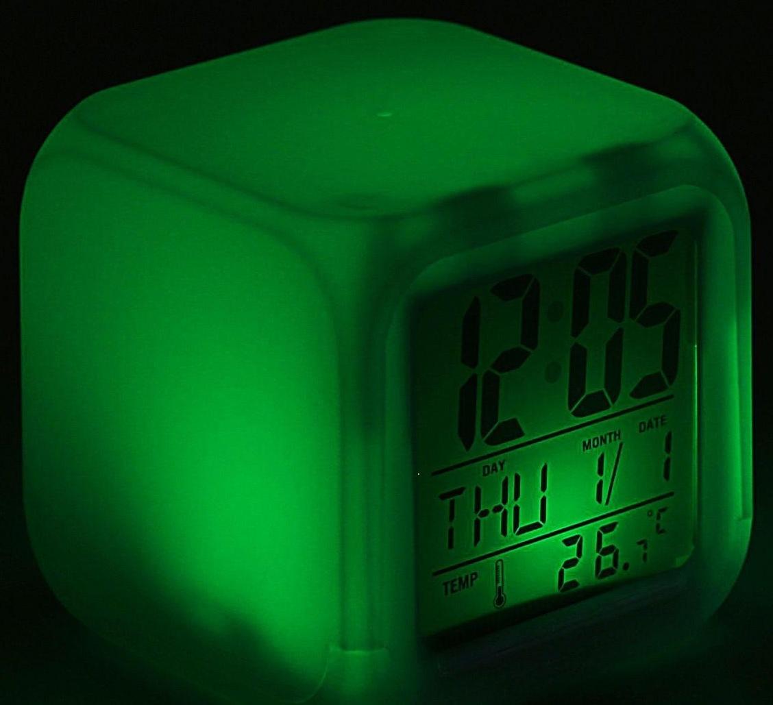 Будильник Luazon LB-03, дата, температура, белый