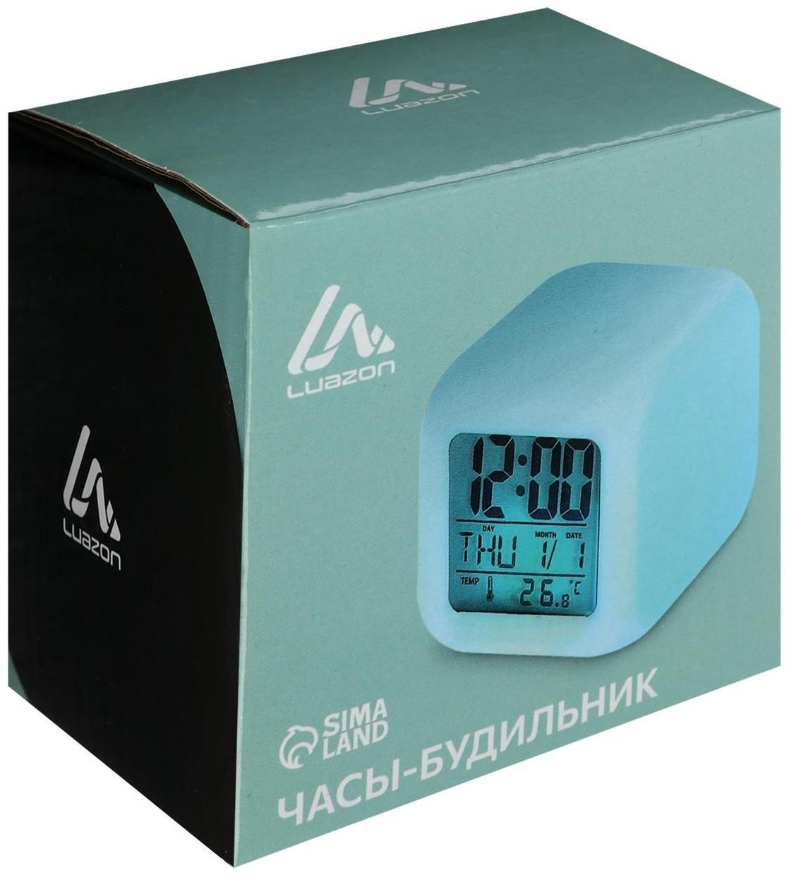 Будильник Luazon LB-03, дата, температура, белый
