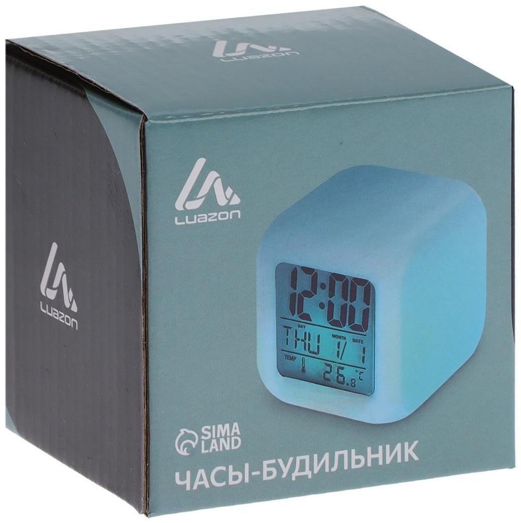 Будильник Luazon LB-03, дата, температура, белый