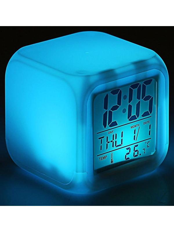 Будильник Luazon LB-03, дата, температура, белый