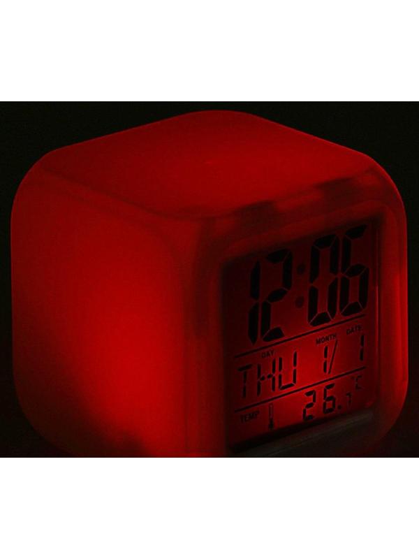 Будильник Luazon LB-03, дата, температура, белый