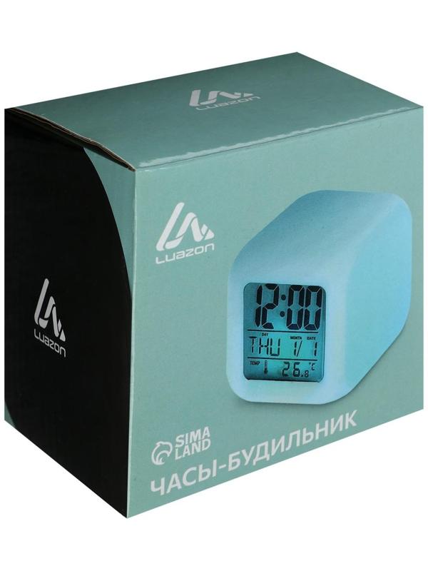Будильник Luazon LB-03, дата, температура, белый