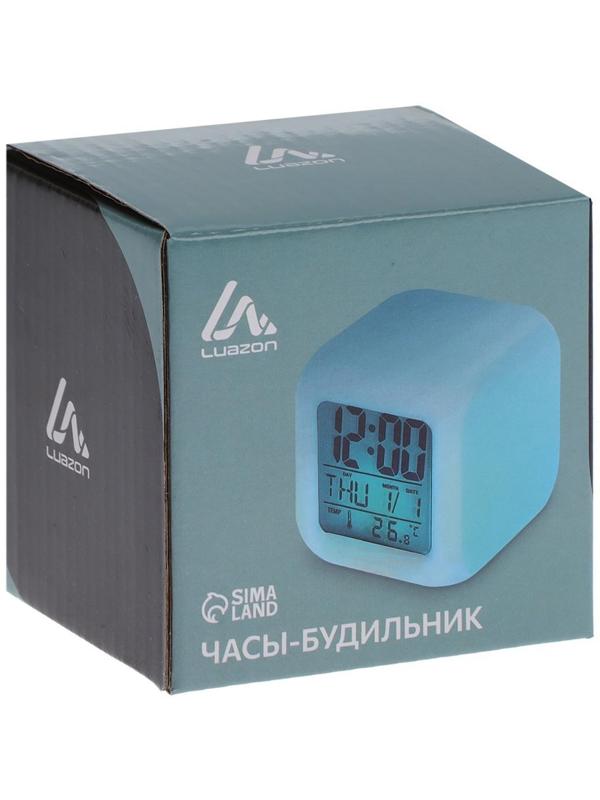 Будильник Luazon LB-03, дата, температура, белый