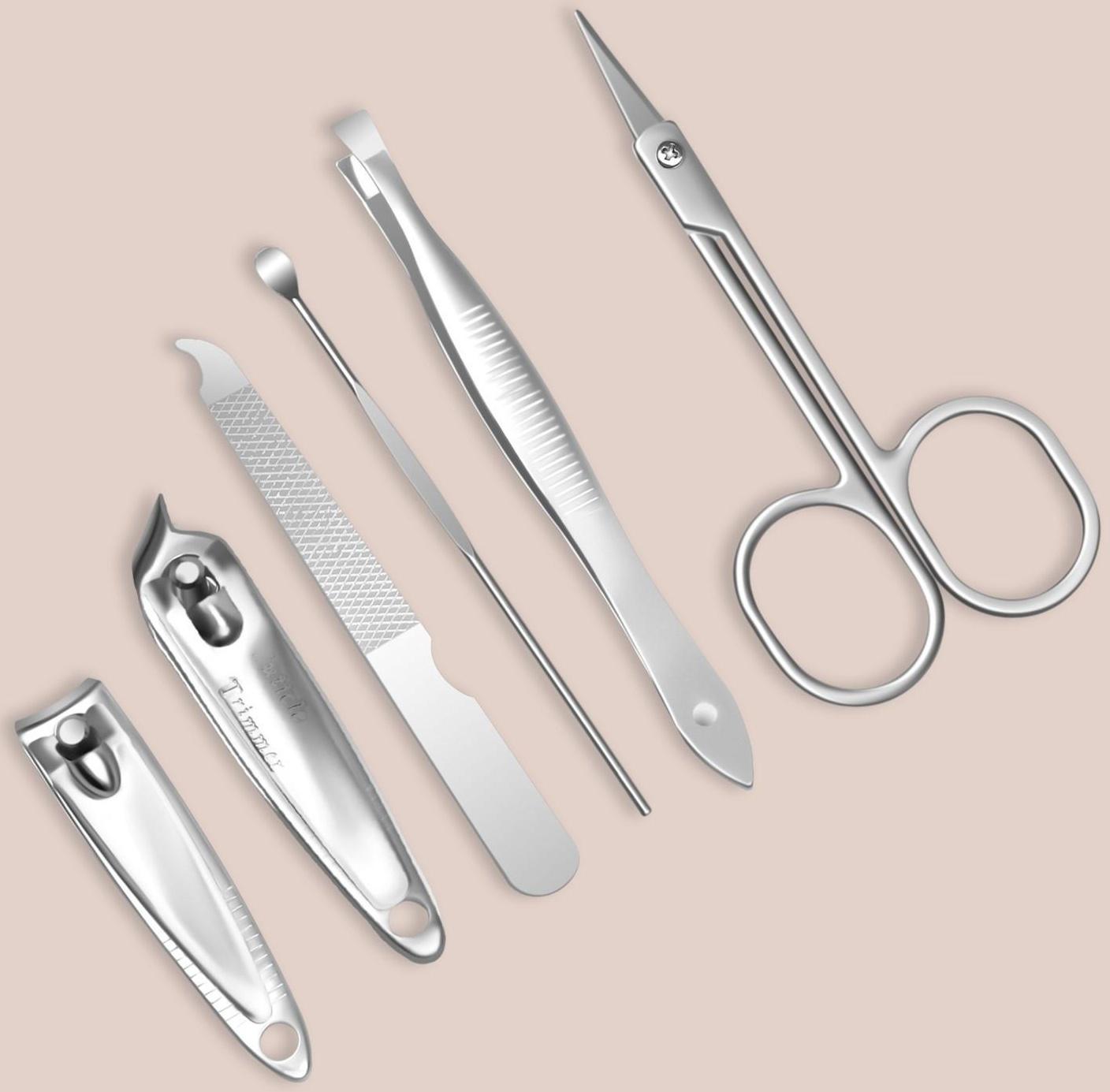 Набор маникюрный, 6 предметов, в футляре, цвет МИКС