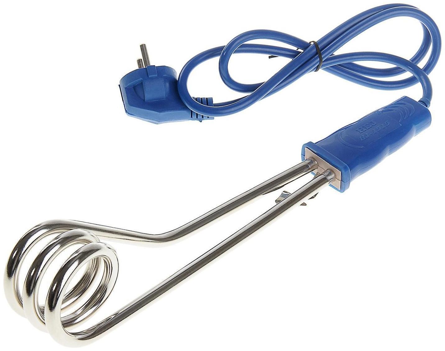 Электрокипятильник Luazon LEK 05, 1500 Вт, спираль пружина, 32х4 см, 220 В, синий