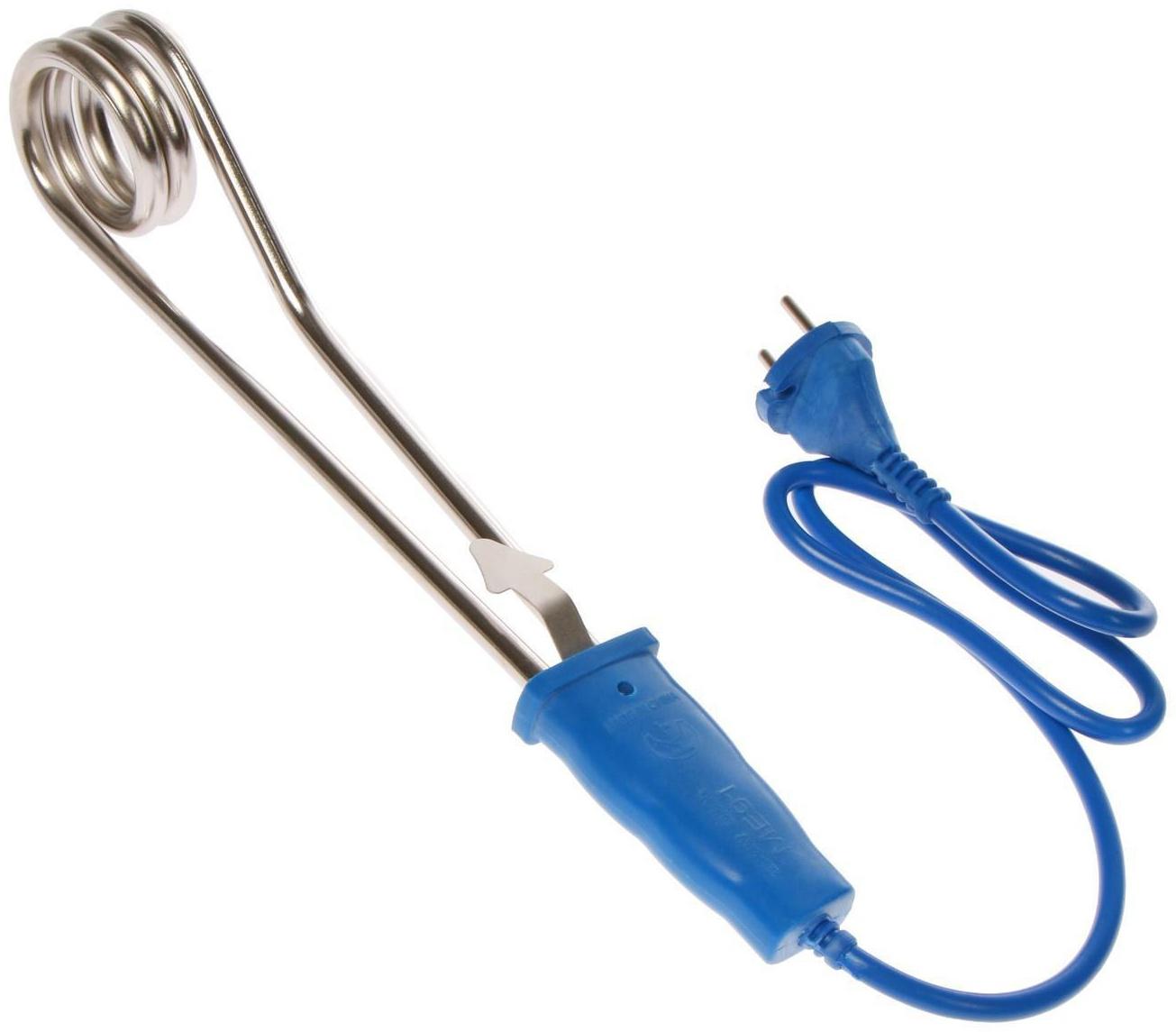 Электрокипятильник Luazon LEK 05, 1500 Вт, спираль пружина, 32х4 см, 220 В, синий