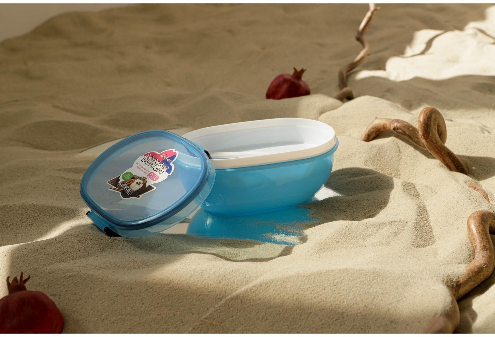 Ланч-бокс пластиковый 2 уровня «Простота», овальный, с ложкой, цвет МИКС