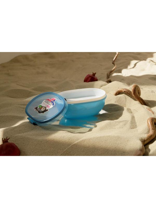 Ланч-бокс пластиковый 2 уровня «Простота», овальный, с ложкой, цвет МИКС