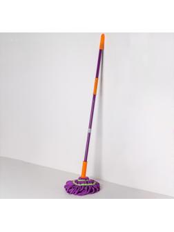 Швабра с отжимом Доляна, насадка из микрофибры, металлическая ручка 117 см, цвет МИКС