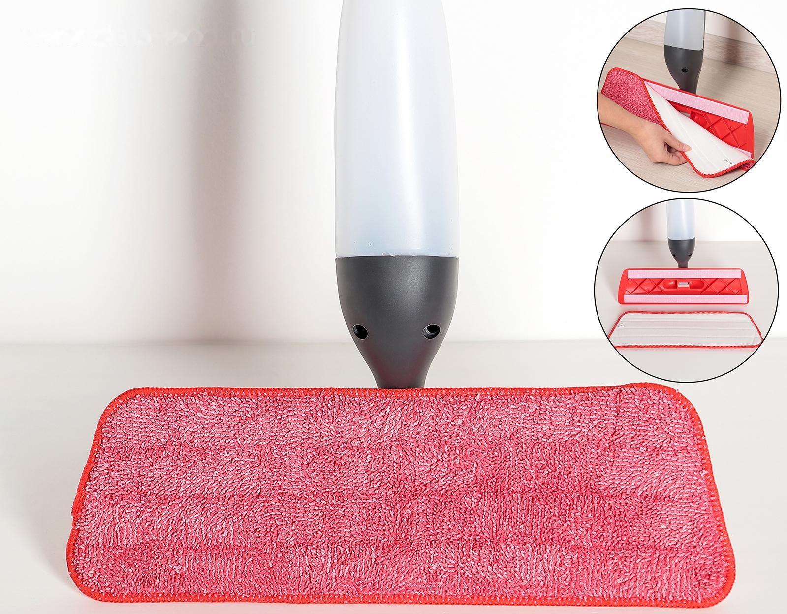 Швабра для мытья пола с распылителем Доляна, насадка из микрофибры 40×14 см, металлическая ручка 118 см, цвет МИКС