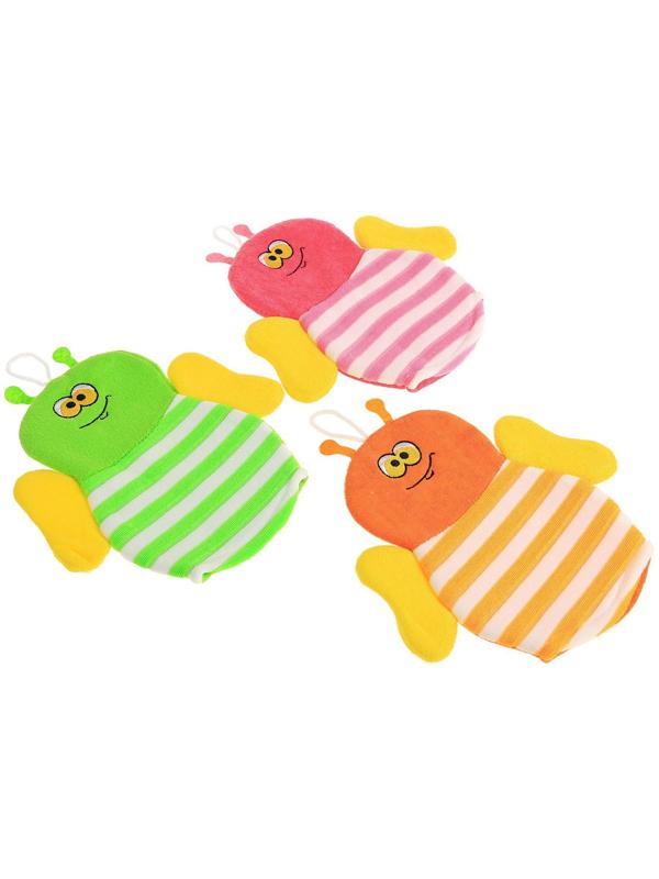 Мочалка-варежка детская для купания Доляна «Пчёлка», цвет МИКС