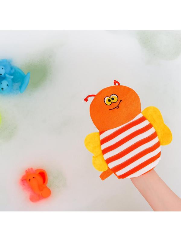 Мочалка-варежка детская для купания Доляна «Пчёлка», цвет МИКС