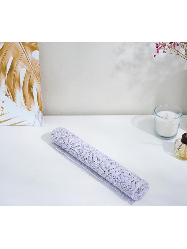 Коврик противоскользящий Доляна «Цветы», 30×100 см, цвет белый