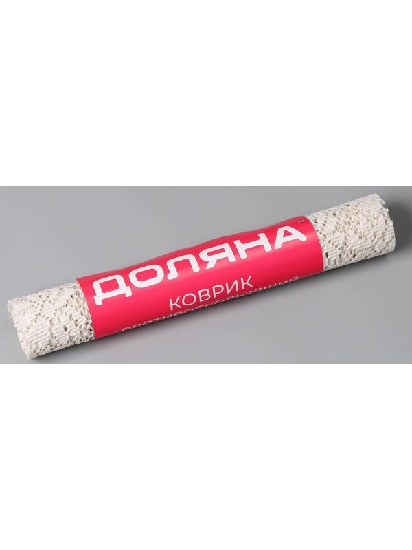 Коврик противоскользящий Доляна «Цветы», 30×100 см, цвет белый