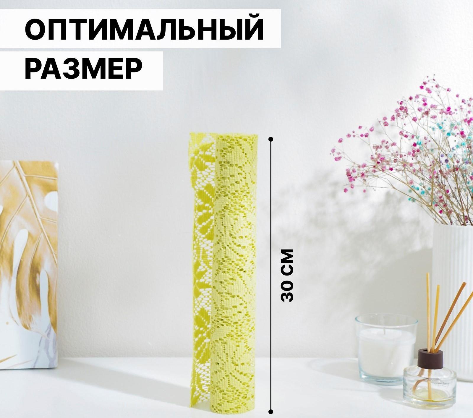 Коврик противоскользящий Доляна «Цветы» 30×100 см, цвет зелёный