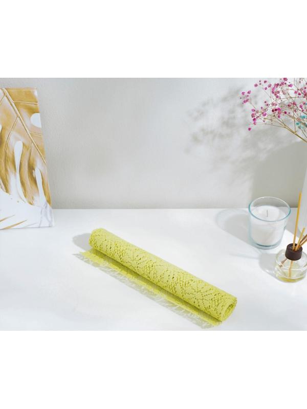 Коврик противоскользящий Доляна «Цветы» 30×100 см, цвет зелёный