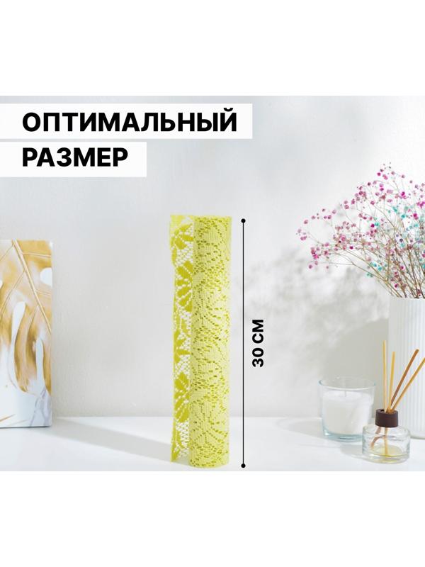 Коврик противоскользящий Доляна «Цветы» 30×100 см, цвет зелёный