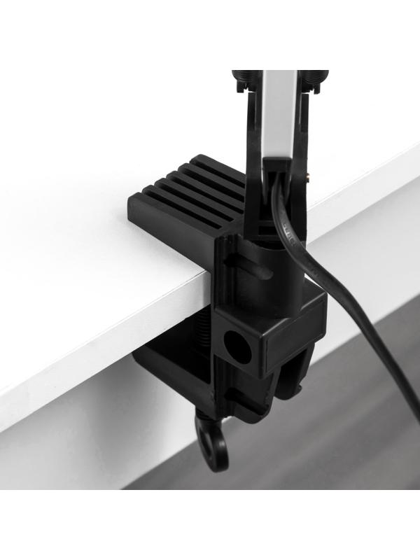 Лампа настольная Е27, h=55 см, шарнирная, на зажиме (220В) белая