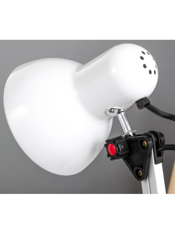 Лампа настольная Е27, h=55 см, шарнирная, на зажиме (220В) белая