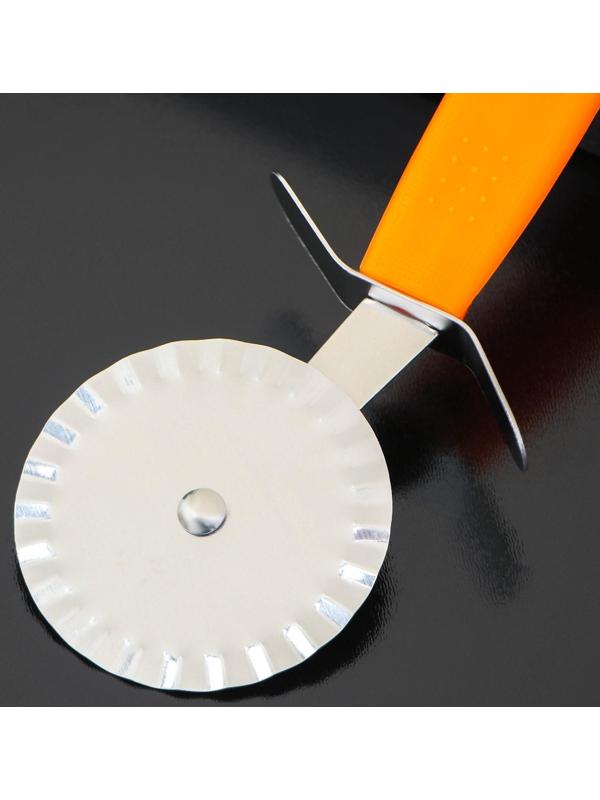 Нож для пиццы и теста Доляна «Оранж», 19 см, ребристый, цвет оранжевый