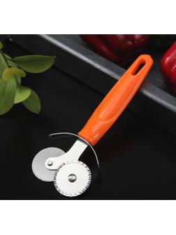 Нож для пиццы и теста Доляна «Оранж», 17 см, 2 лезвия, цвет оранжевый