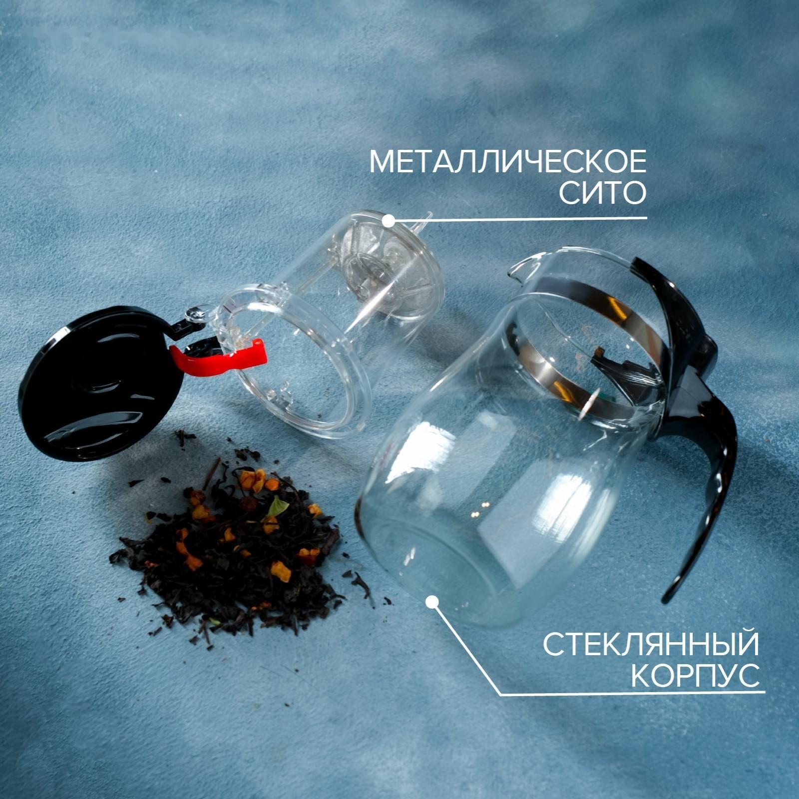 Чайник стеклянный заварочный Magistro «Мехико», 500 мл, с металлическим ситом, пластиковая колба